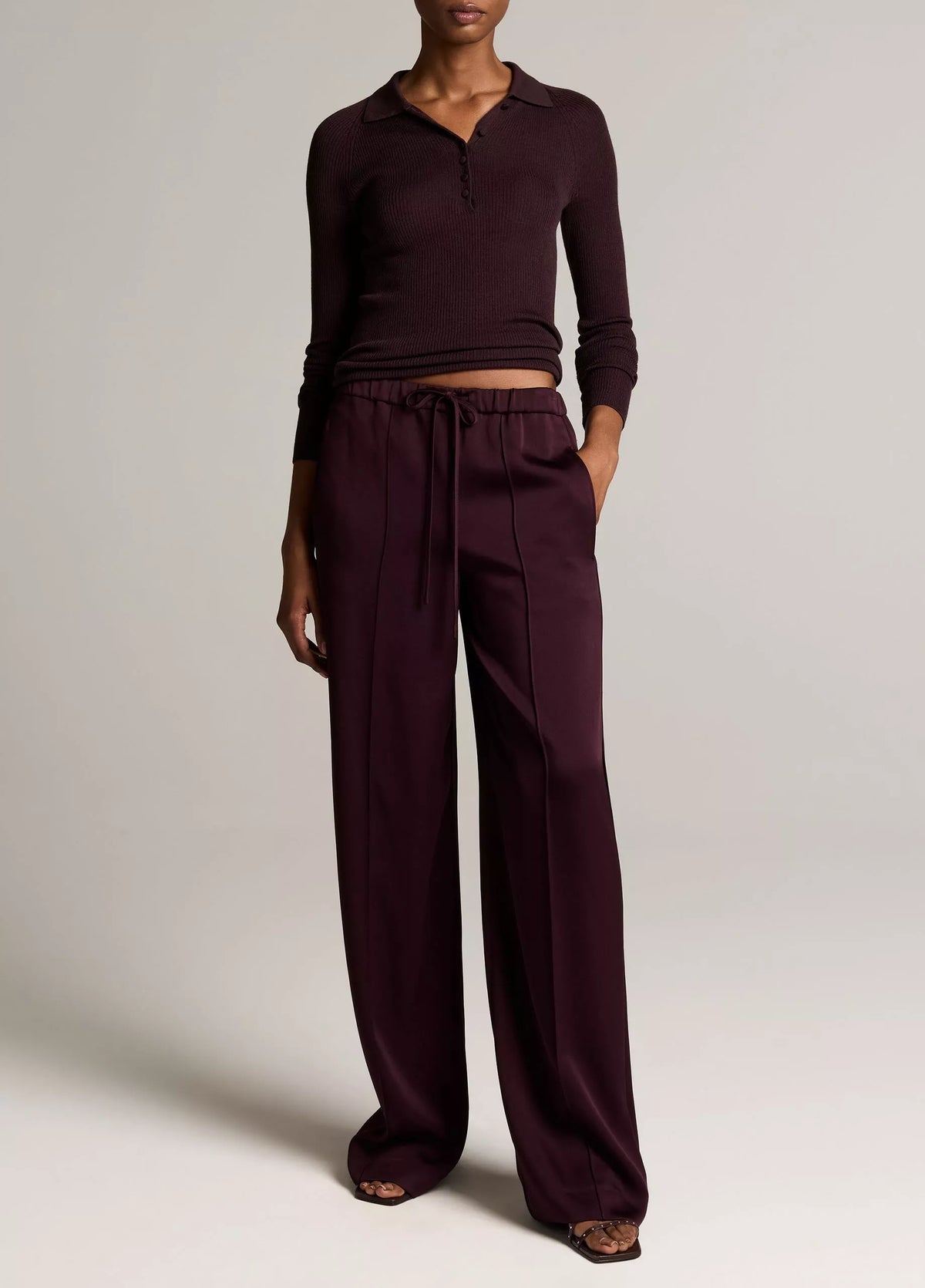 Ribbed Italian Wool-Silk Polo Sweater
