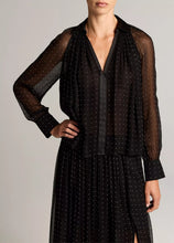 Load image into Gallery viewer, Heat-Set Dot Chiffon Gathered Blouse
