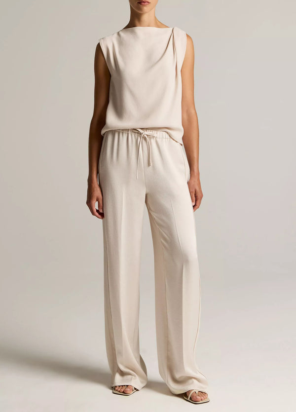 Mid-Rise Shine Crepe Pull-On Pant