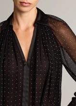 Load image into Gallery viewer, Heat-Set Dot Chiffon Gathered Blouse

