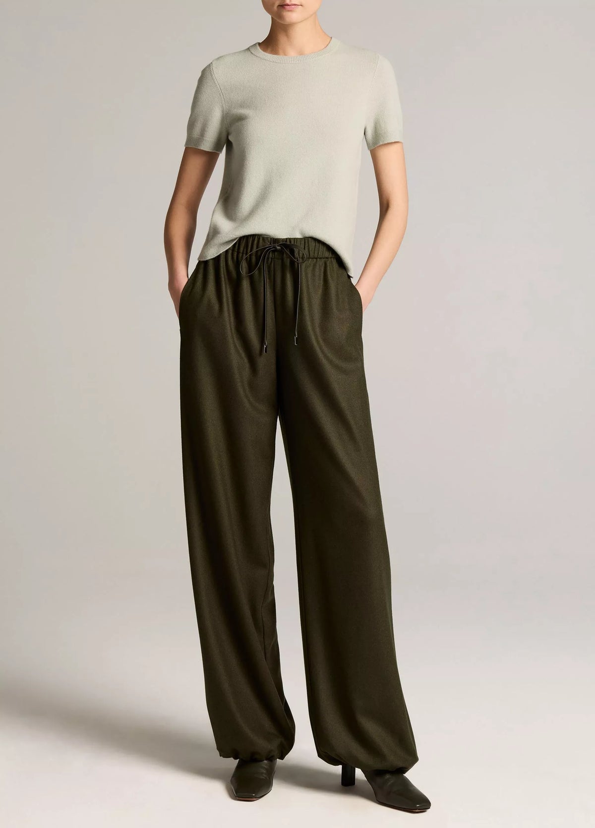 Italian Wool-Blend Flannel Drawstring Pant