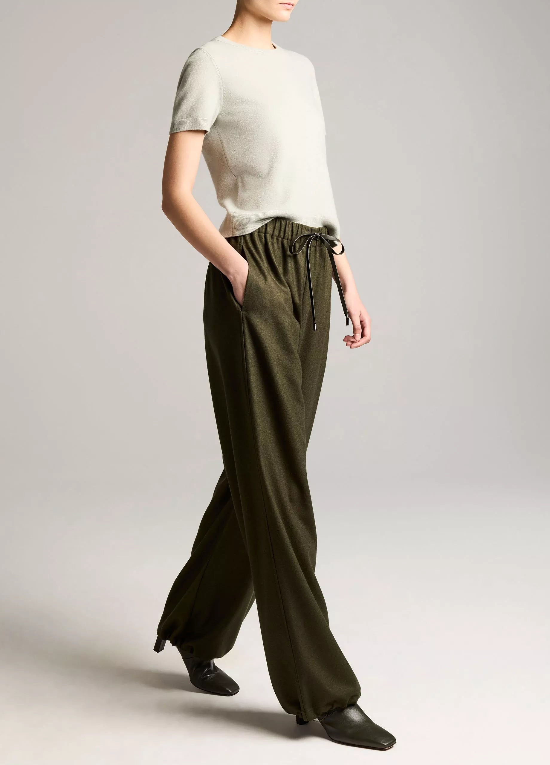 Italian Wool-Blend Flannel Drawstring Pant