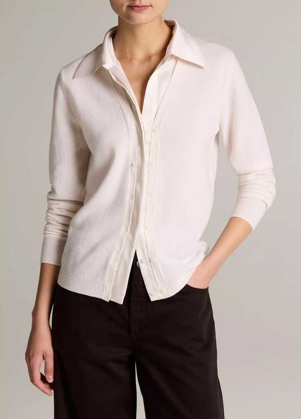 Satin-Trimmed Cashmere Collared Cardigan