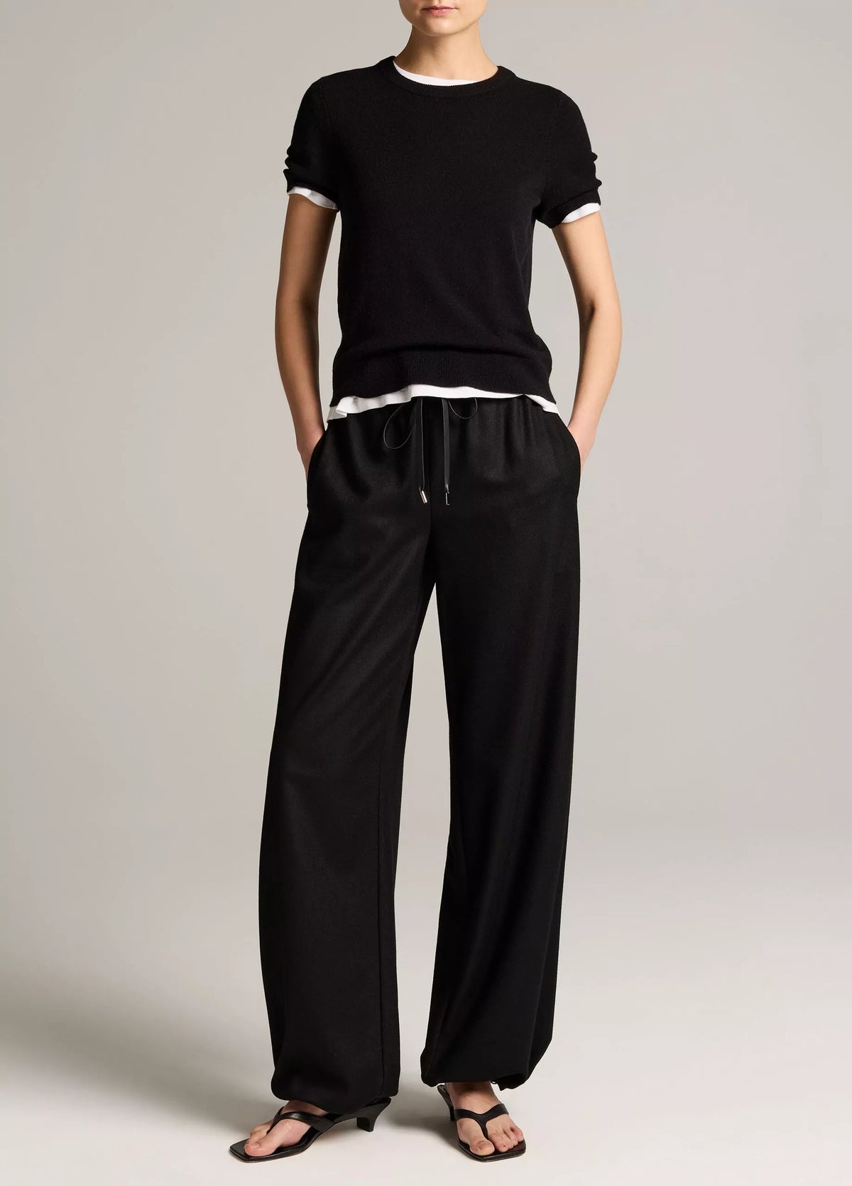 Italian Wool-Blend Flannel Drawstring Pant