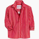 Silvio Untuckable Button Red Light Blue Stripes