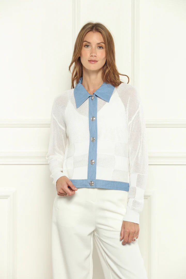Denim Mesh Knit Jacket
