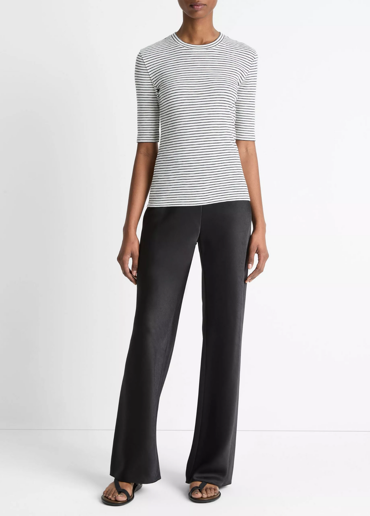 Striped Elbow Sleeve Crew