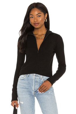 Ribbed Half Zip Turtleneck