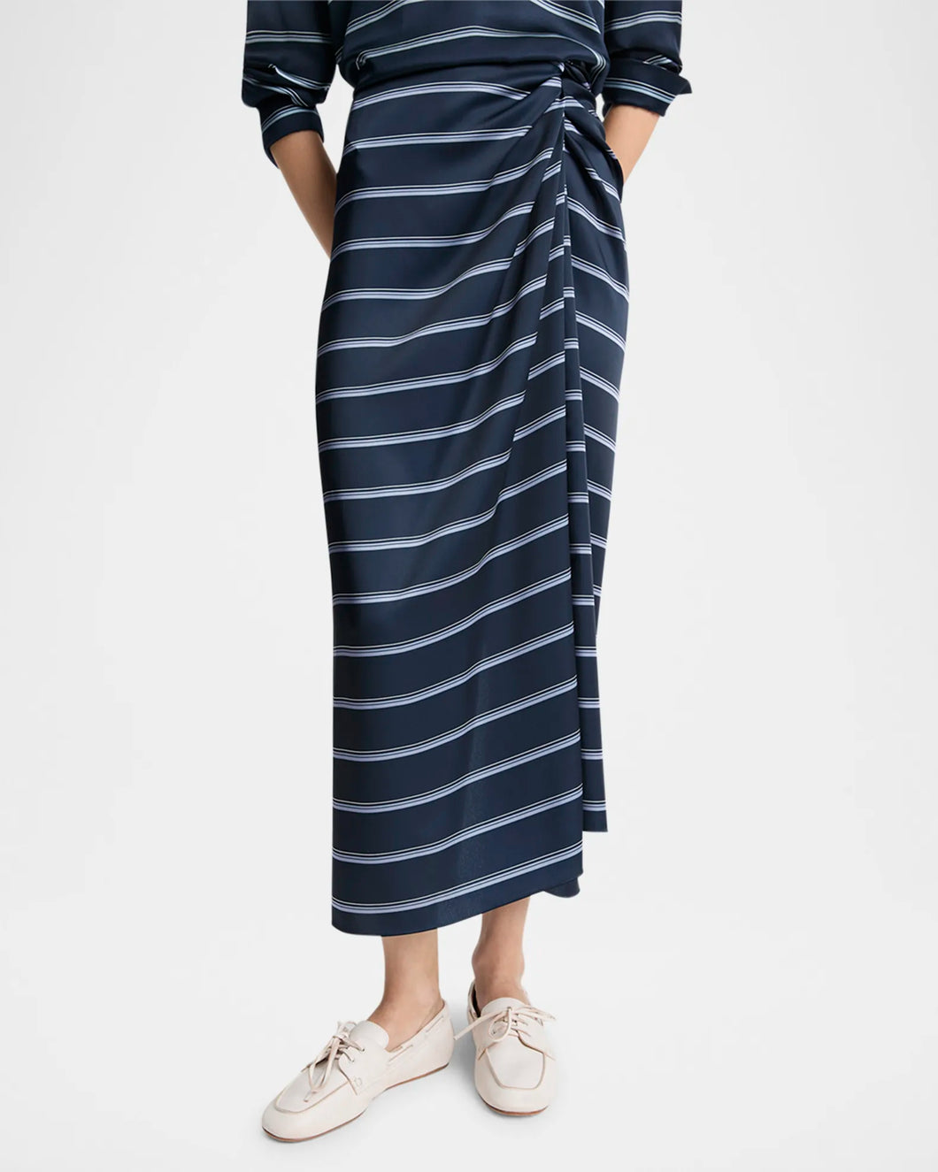 Rugby Stripe Gathered Skirt