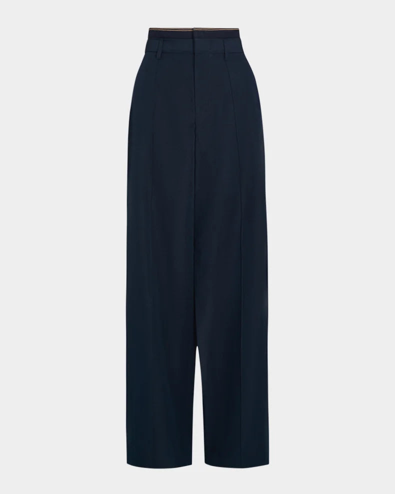 High Waist Rib Trim Trouser