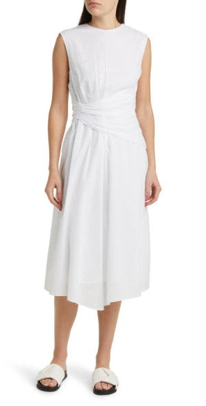 Ruched Sleeveless Midi Dress