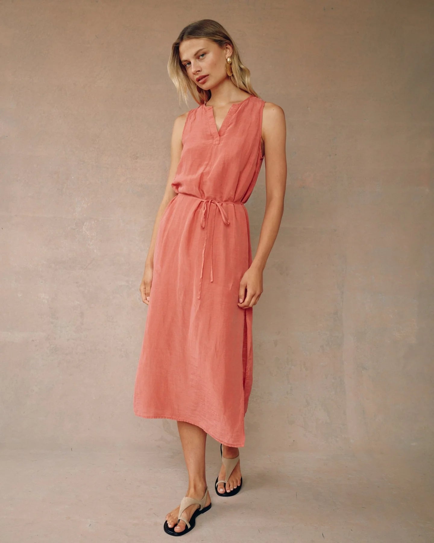 Sleeveless Belted Maxi Dress