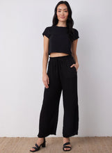 Load image into Gallery viewer, Smocked Ruffle Waist Wide Leg Crop
