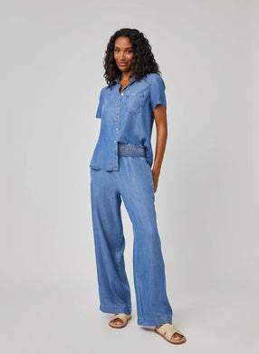 Smocked Waist Wide Leg Pant