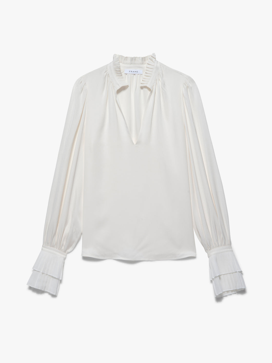 Pleated Cuff V-Neck Top