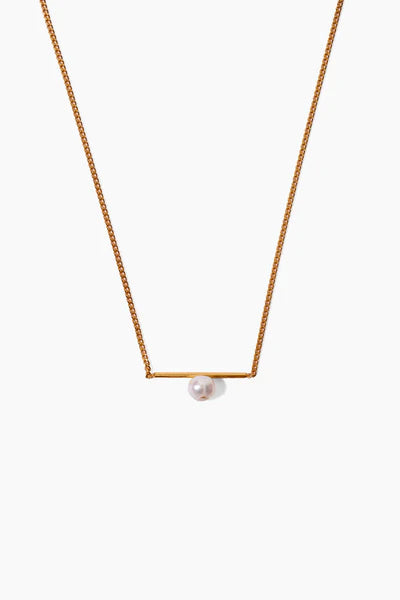 White Pearl Bar Necklace