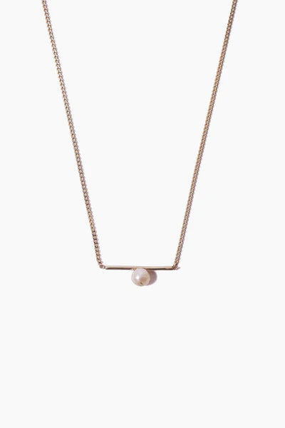 Pearl Silver Bar Necklace